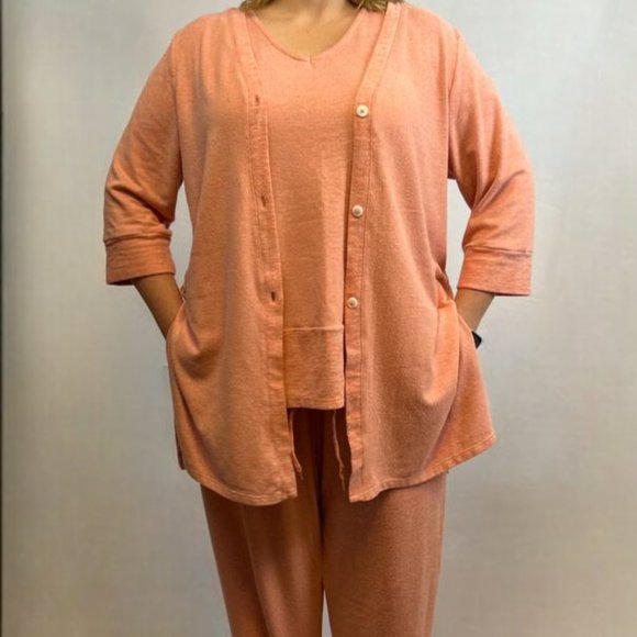 3 Piece Peach Pajama Set - Picture 1 of 8